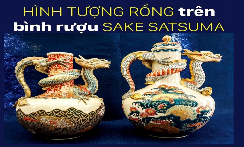 Hình tượng rồng trên bình rượu Sake Satsuma